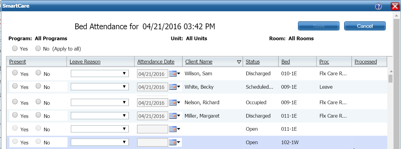 Take Bed Attendance