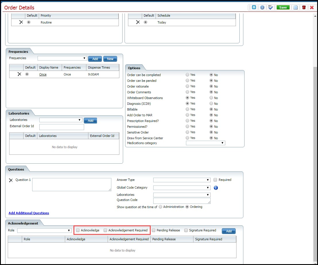 Configure an Order to Be Acknowledged